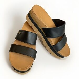 Reef Cushion Banded Horizon 2.5 Black 8 Platform Strappy Sandals Slides